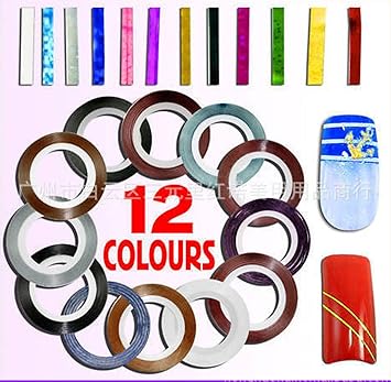 LyDia 12pcs Mixed Colours Pretty Rolls Striping Tape Line Nail Art Decoration Sticker - Image 3