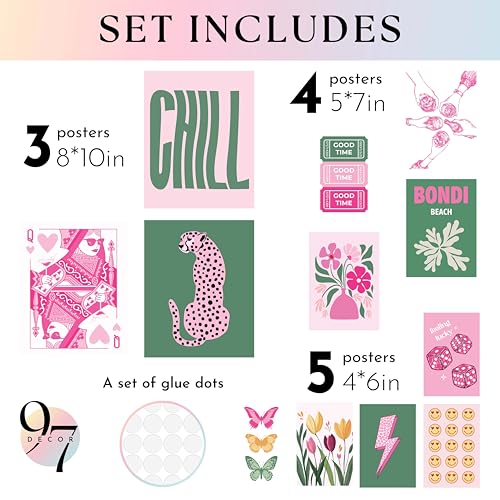 97 Decor Cute Preppy Room Decor Teen Girls - Colorful Preppy Wall Decor, Trendy Preppy Posters For Room Aesthetic, Preppy Pictures For Wall, Eclectic Gallery Wall Prints Dorm Decorations (Unframed) - Image 2