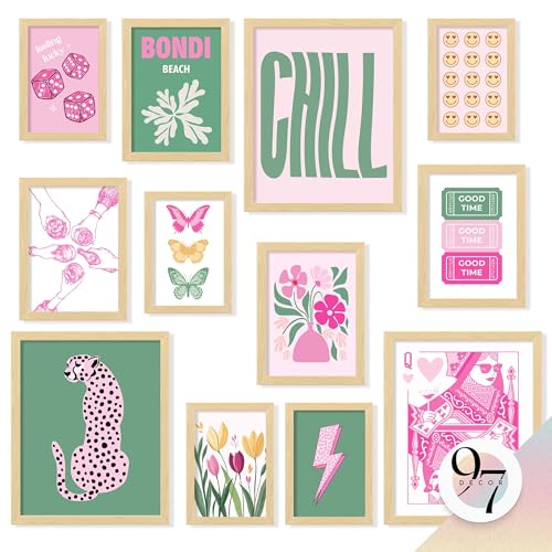 97 Decor Cute Preppy Room Decor Teen Girls - Colorful Preppy Wall Decor, Trendy Preppy Posters For Room Aesthetic, Preppy Pictures For Wall, Eclectic Gallery Wall Prints Dorm Decorations (Unframed) - Image 1