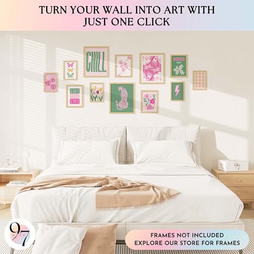 97 Decor Cute Preppy Room Decor Teen Girls - Colorful Preppy Wall Decor, Trendy Preppy Posters For Room Aesthetic, Preppy Pictures For Wall, Eclectic Gallery Wall Prints Dorm Decorations (Unframed) - Image 3