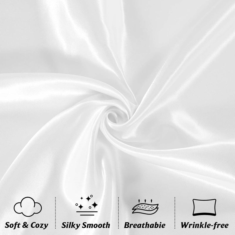 Nan Silk Satin Pillow Cases Set of 2 with Envelope Closure - 20"x30" - White - Image 2