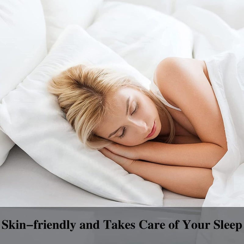 Nan Silk Satin Pillow Cases Set of 2 with Envelope Closure - 20"x30" - White - Image 4