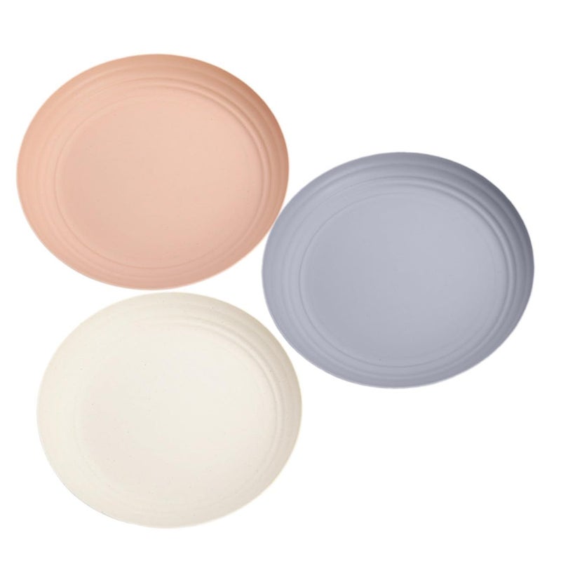 Nordic Style 3pc Serving Plate Set Round Decorative Plates Pink Beige Gray for Home Party - Image 2