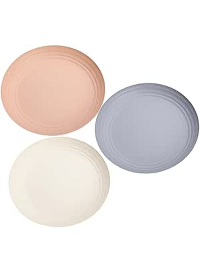 Nordic Style 3pc Serving Plate Set Round Decorative Plates Pink Beige Gray for Home Party - Image 1