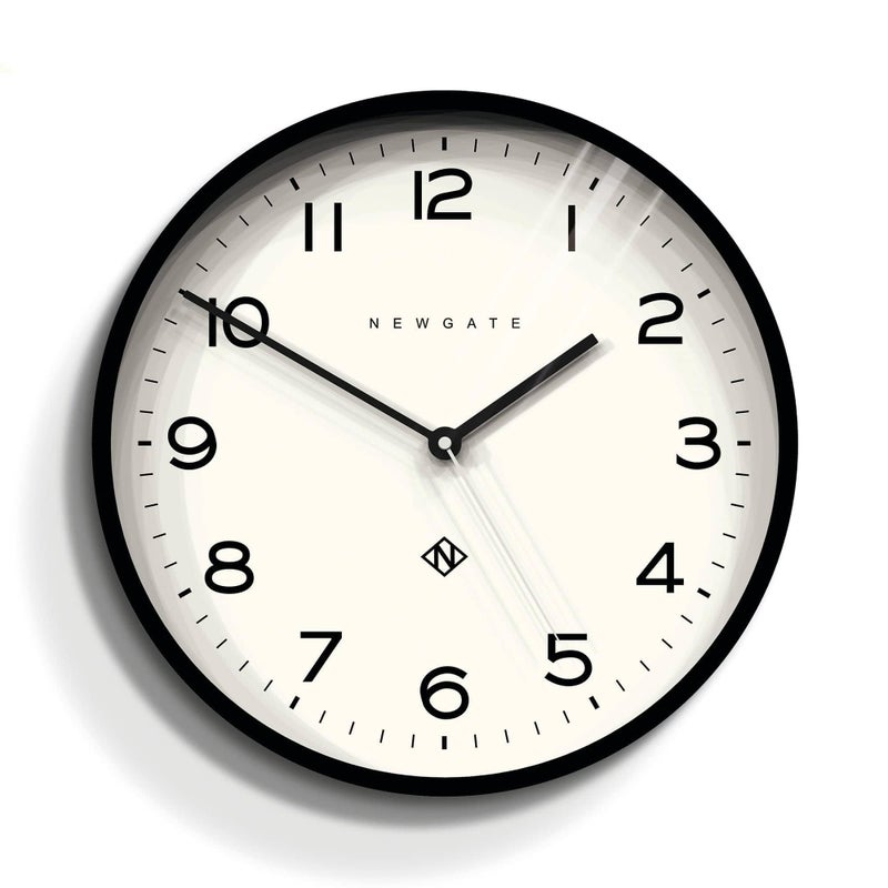 NEWGATE Number Three Echo Wall Clock  Analog Wall Clock  Modern Clock  Kitchen Wall Clocks  Round Wall Clock  Easy to Read  British Design  14 Inch Clock Black