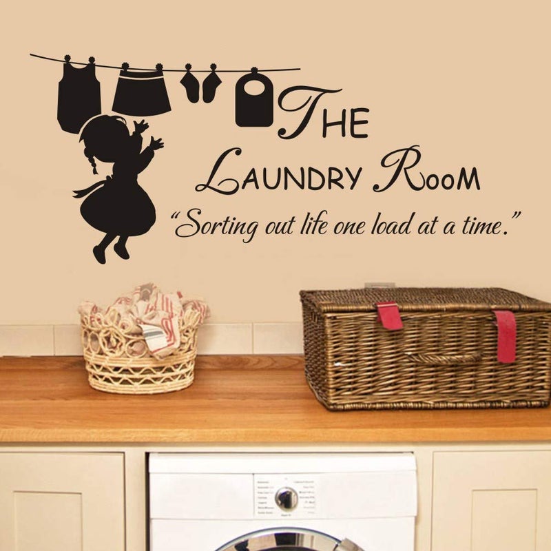FlyWallD Laundry Room Sign Decals Peel and Stick Wall Lettering Vinyl Art Stickers for Decor - Image 1