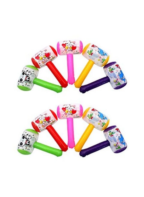 10Pcs Squeaky Hammer Inflatable Cartoon Hammer With Sound Bell Clown Handle Hammer Funny Toys For Toddler Kids (Random Color)