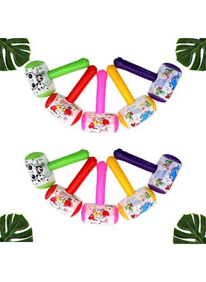 NUOBESTY - 10Pcs Squeaky Hammer Inflatable Cartoon Hammer With Sound Bell Clown Handle Hammer Funny Toys For Toddler Kids (Random Color) - Image 1