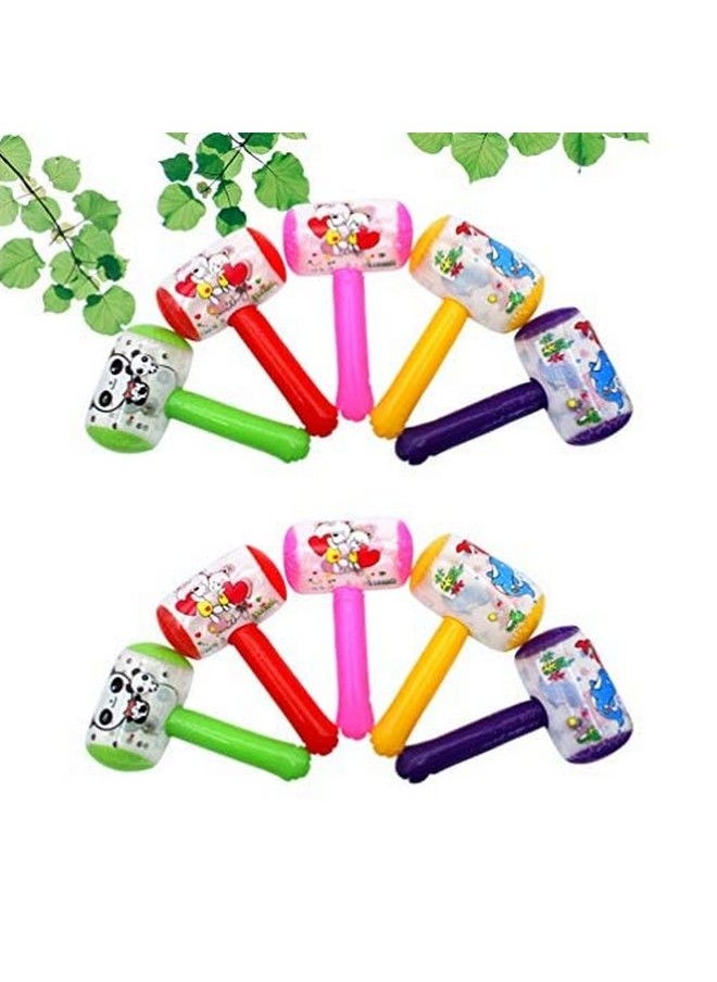 NUOBESTY - 10Pcs Squeaky Hammer Inflatable Cartoon Hammer With Sound Bell Clown Handle Hammer Funny Toys For Toddler Kids (Random Color) - Image 1