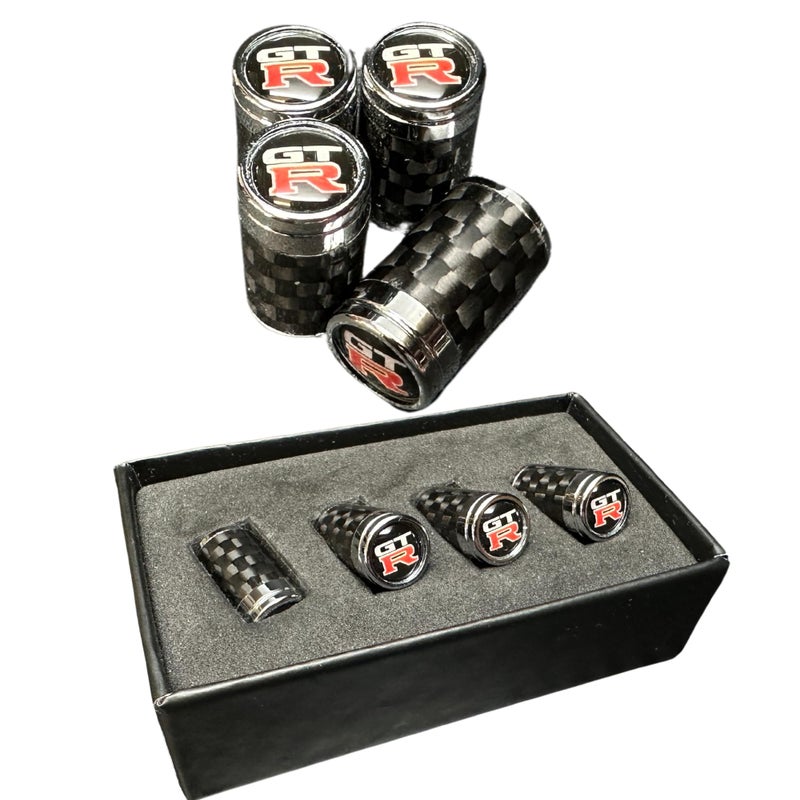 PRO SPEC IMPORTS Carbon Fibre Tire Valve stem caps for GTR Skyline R35 R34 R33 R32 GTR Wheel Gift