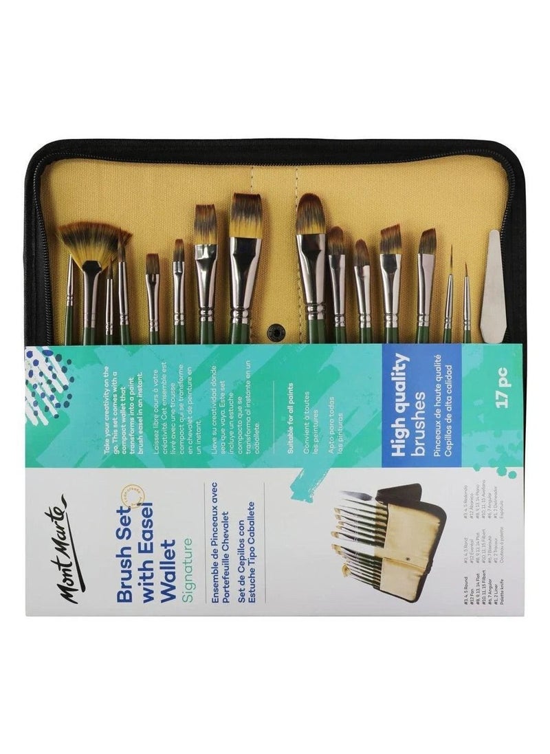 Mont Marte Mont Marte Signature Paint Brush Set BMHS0044 - Artist Brushes in Easel Wallet 17PC  - Image 1
