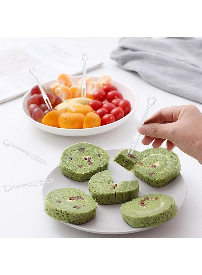 Beauenty 200 Pieces Heart Shaped Fruit Forks Disposable Plastic Fruit Forks Mini Forks Food Pickers Small Forks for Lunch Box Afternoon Tea Kids Birthday Party - Image 5