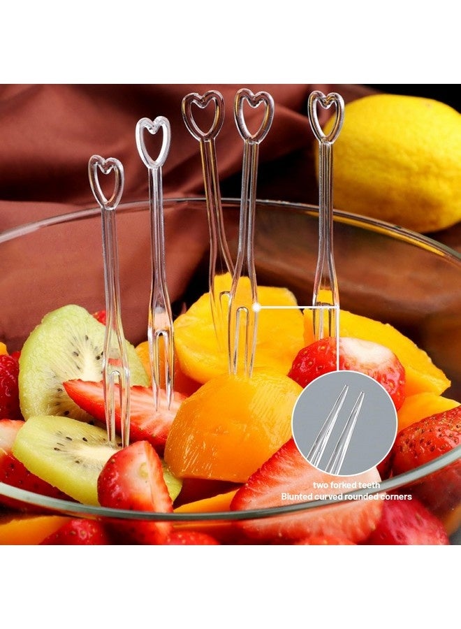 Beauenty 200 Pieces Heart Shaped Fruit Forks Disposable Plastic Fruit Forks Mini Forks Food Pickers Small Forks for Lunch Box Afternoon Tea Kids Birthday Party - Image 3
