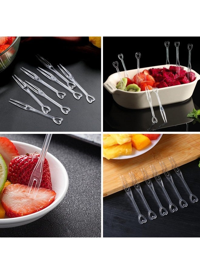 Beauenty 200 Pieces Heart Shaped Fruit Forks Disposable Plastic Fruit Forks Mini Forks Food Pickers Small Forks for Lunch Box Afternoon Tea Kids Birthday Party - Image 4