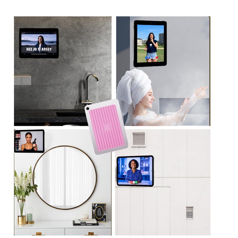 Rookii حامل تابلت روكي سيليكون مع كوب شفط، حامل هاتف مرآة للاستحمام بدون استخدام اليدين، لمقاطع فيديو تيك توك والصور الذاتية. يناسب جميع أحجام آيباد 5.4"*8.3" (أبيض) - Image 5