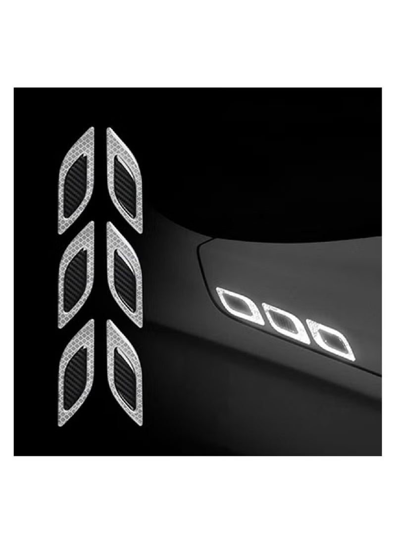 Generic - 6pcs Car Warning Safety Reflective Stickers DIY Body Stickers Decorative Reflective Bumper Stickers, Car Crash Strips, Fender Reflective Stickers White - Image 1