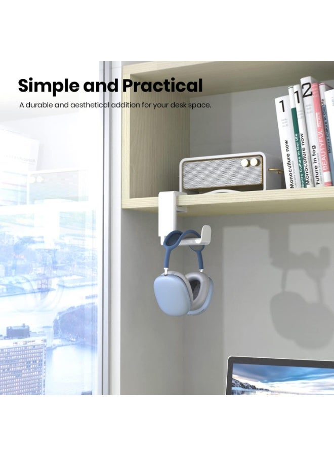 FLYROAD Gaming Headset Stand，Adjustable Clamp-on Headphone Holder, 360 Degree Swivel & Cable Clip Organizer （White）  - Image 5