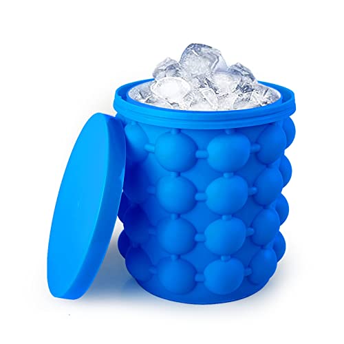 Aoutrow Ice Cube Mold, Silicone Ice Bucket Ice Cup with Lid (2 in 1), Press Type Easy-Release Ice Trays Ice Cube Maker for Frozen Cocktail, Whiskey, Beverages - Image 1