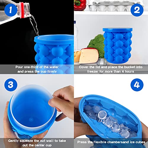 Aoutrow Ice Cube Mold, Silicone Ice Bucket Ice Cup with Lid (2 in 1), Press Type Easy-Release Ice Trays Ice Cube Maker for Frozen Cocktail, Whiskey, Beverages - Image 3