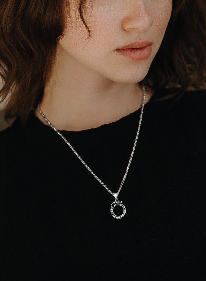 يو7 قلادة تنين رجالية من U7، مصنوعة من الفولاذ المقاوم للصدأ، بتصميم أوربوروس لانهائي، مع سلسلة بطول 22 بوصة. - Image 3