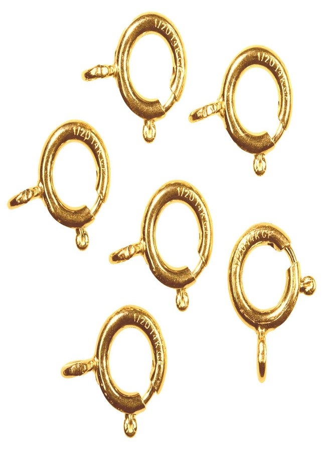 uGems 6 14K Gold-Filled Spring Ring Round Clasps Open Ring 8mm 1.6mm Thickness Open Loop Style Jewelry Finding Components Six Piece Set Yellow Gold Fill Color SKU j-4108 - Image 1