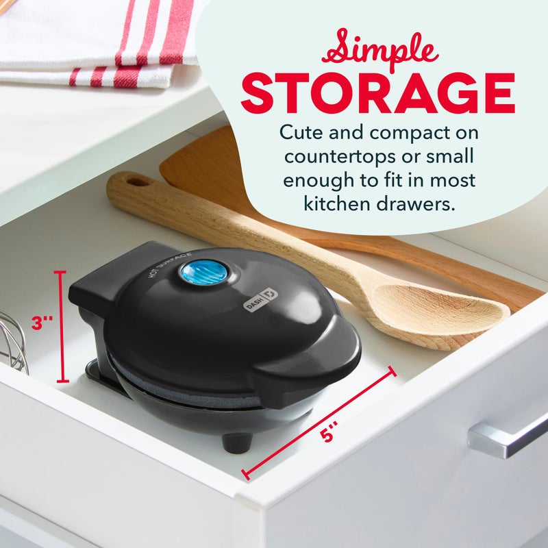 DASH Mini Waffle Maker - 4â€ Waffle Mold, Nonstick Waffle Iron with Quick Heat-Up, Nonstick Surface - Perfect Mini Waffle Maker for Kids and Families, Just Add Batter (Black) - Image 4