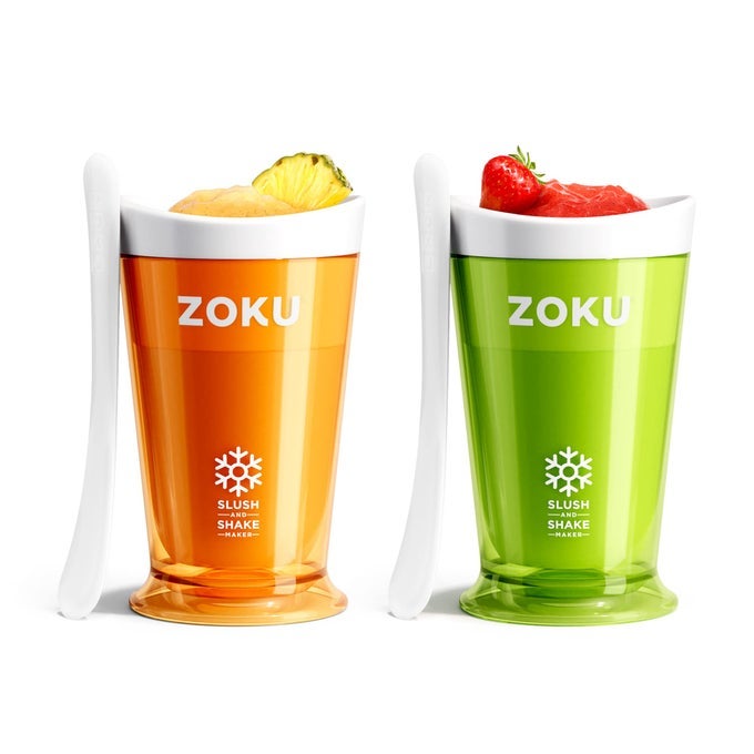 ORIGINAL SLUSH AND SHAKE MAKER COMPACT MAKE AND SERVE CUP WITH FREEZER CORE CREATES SINGLESERVING SMOOTHIES SLUSHIES AND MILKSHAKES IN MINUTES BPAFREE GREENORANGE SET OF 2