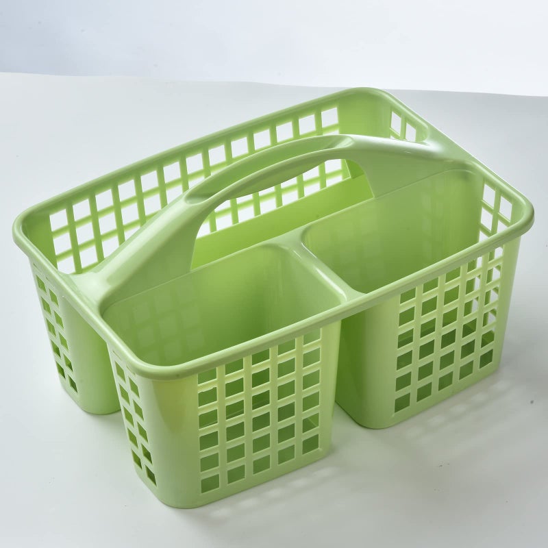 ALINK Plastic Shower Caddy Basket with Compartments  Portable Divided Cleaning Supply Storage Organizer with Handle for College Dorm Bathroom - Green - Image 1