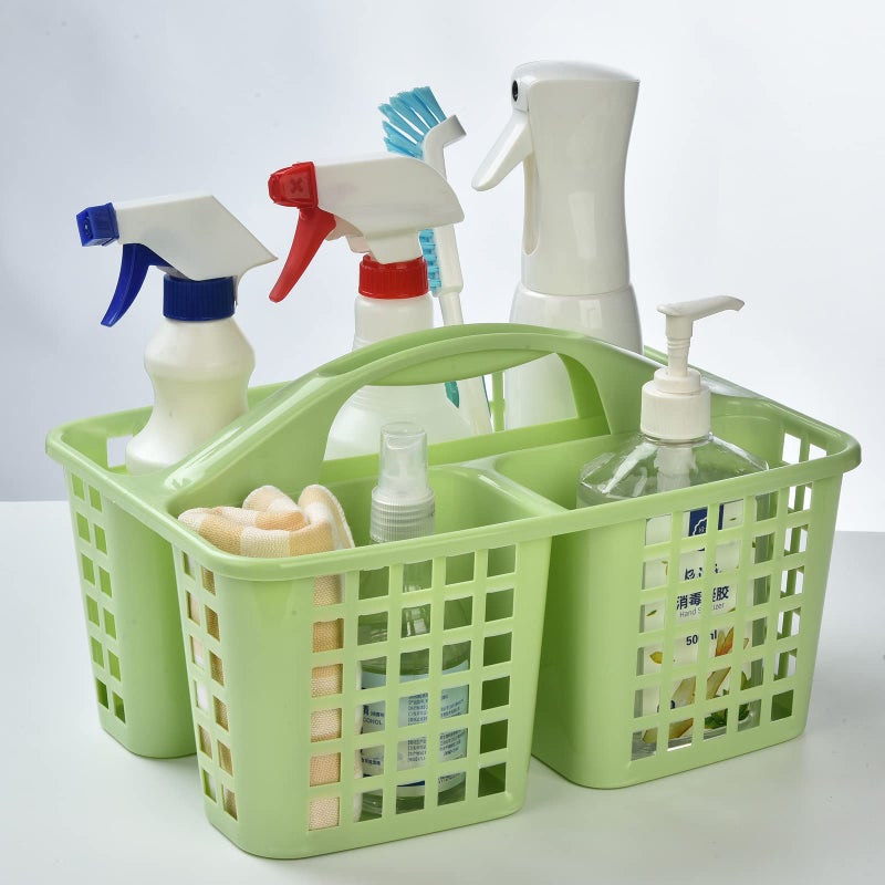 ALINK Plastic Shower Caddy Basket with Compartments  Portable Divided Cleaning Supply Storage Organizer with Handle for College Dorm Bathroom - Green - Image 3