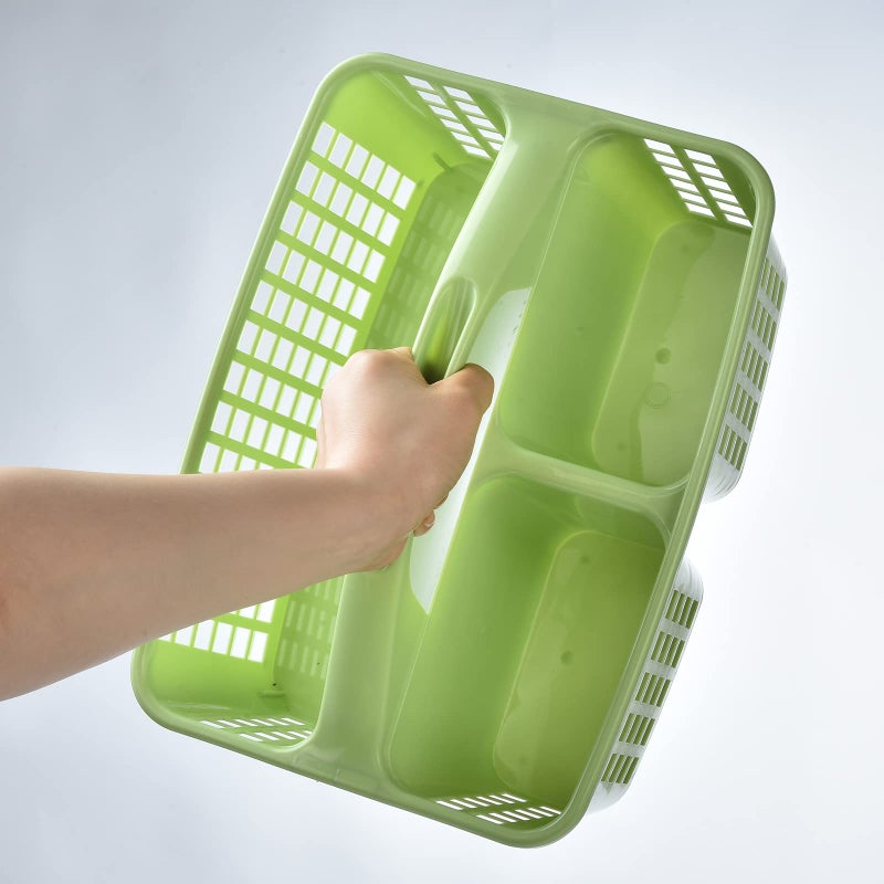 ALINK Plastic Shower Caddy Basket with Compartments  Portable Divided Cleaning Supply Storage Organizer with Handle for College Dorm Bathroom - Green - Image 4