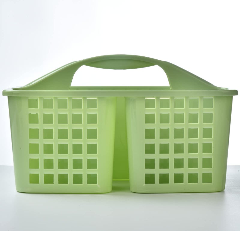 ALINK Plastic Shower Caddy Basket with Compartments  Portable Divided Cleaning Supply Storage Organizer with Handle for College Dorm Bathroom - Green - Image 5