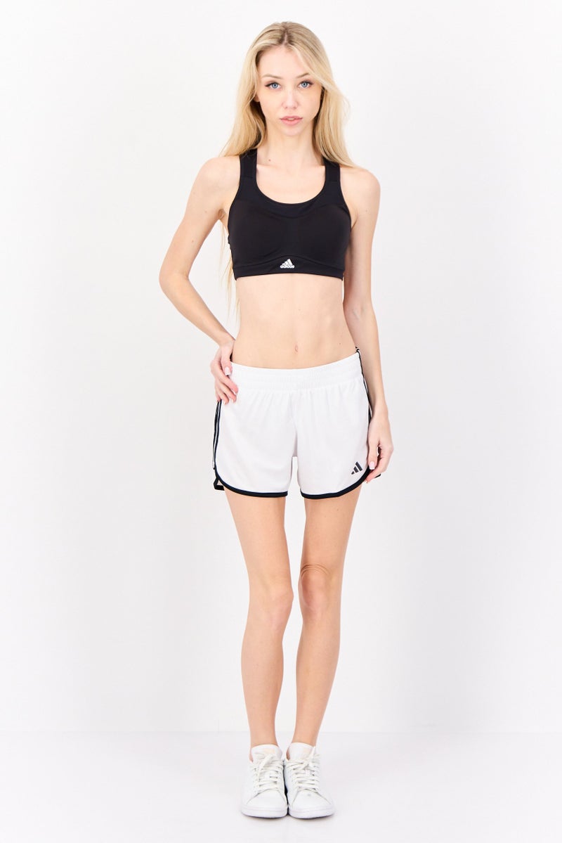 Adidas Women Sportswear Fit Drawstring 4 Inseam Training Shorts, White  - Image 4