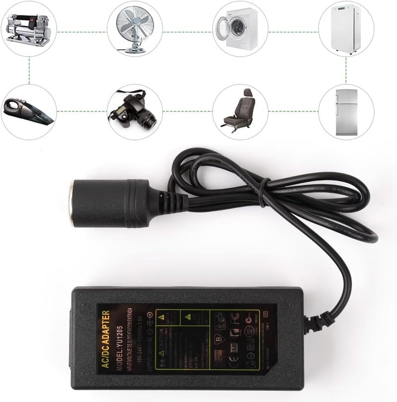 JRing AC to DC Converter, 110-220V 12V 5A 60W Car Cigarette Lighter Adapter AC/DC Power Supply Adapter Transformer, Suitable for Car Devices Electronic Products Under 60W - Image 5