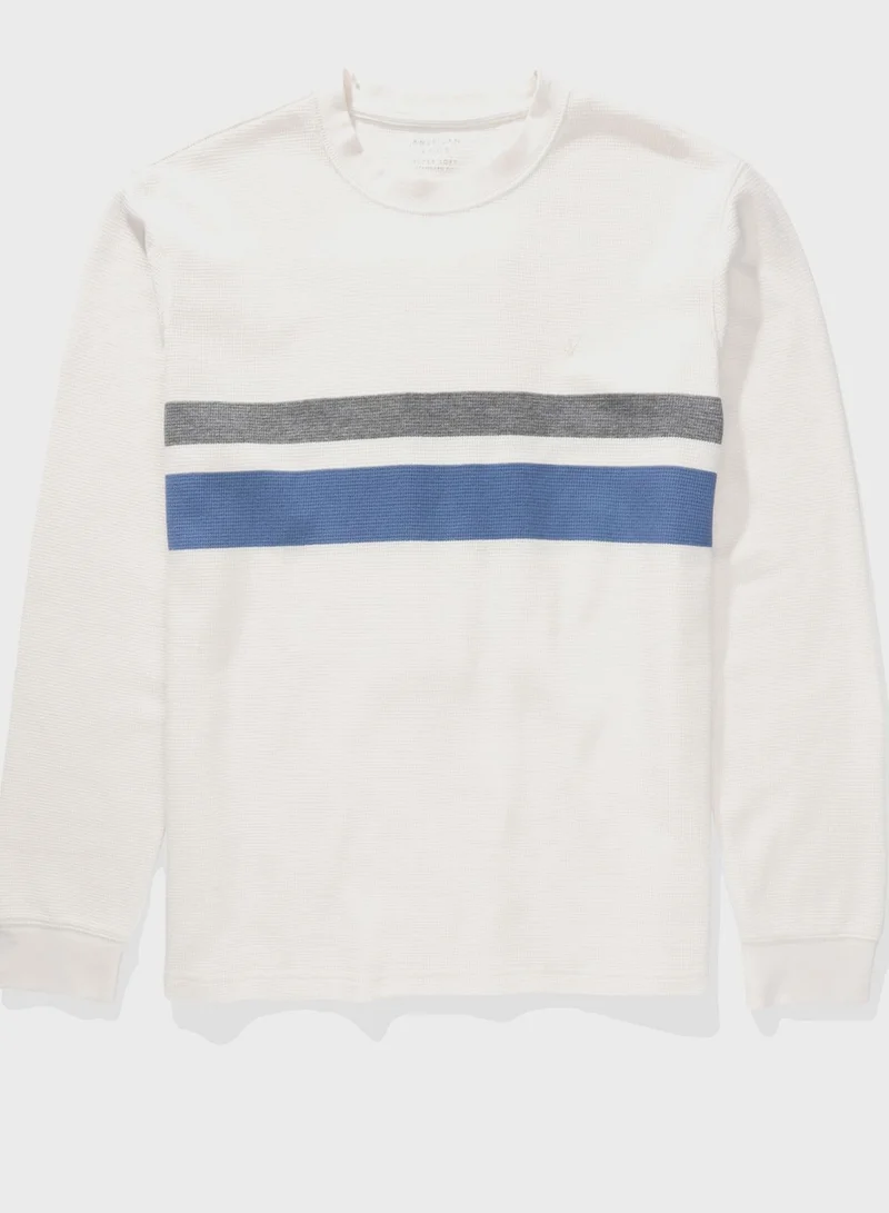 American Eagle Striped Crew Neck T- Shirt