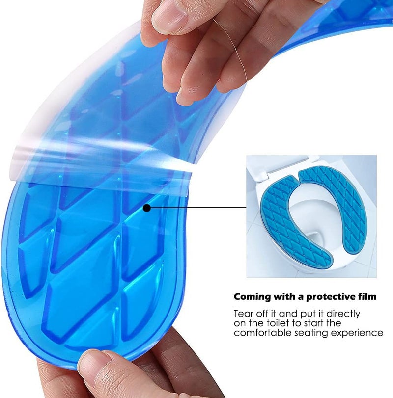 Kindax Gel Toilet Seat Cushion Portable and Washable Toilet Seat Cover Universal with Self-Adesive Design(Blue) - Image 3