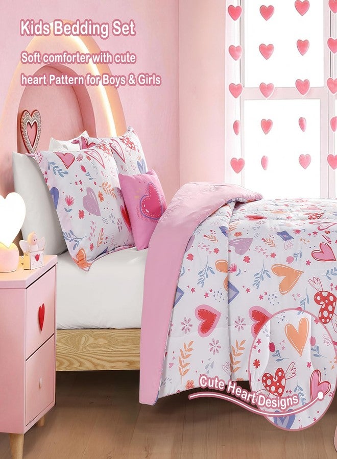 Kaleido Space Twin Comforter Set for Girls-3 Pieces Heart Twin Bedding Set with 1 Comforter, 1 Decor Pillow, 1 Pillow Sham - Image 3
