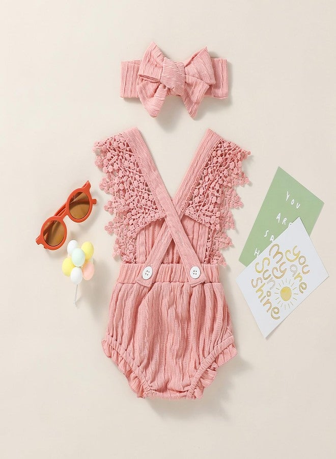 Douhoow Infant Baby Girl Plaid Romper Baby Short Sleeve Pleated Romper Bodysuit Summer Spring Outfits (Pink light,0-3 Months) - Image 3