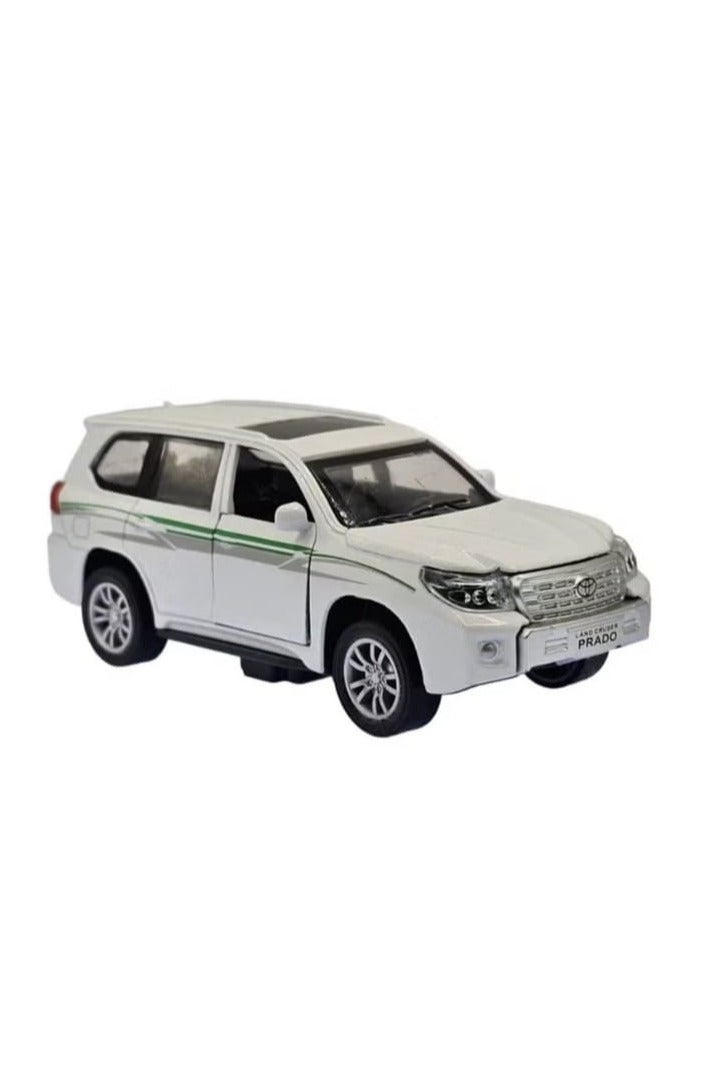 1/46 Scale Diecast Toyota Prado SUV Model with Lights and Sound - Diecast Metal Model Car - Opening Front Doors - Approximate Size 12.7cm (Unboxed - White) - Image 1