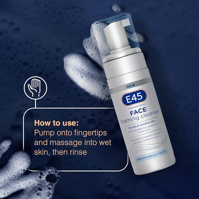 E45 Face Wash Foaming Cleanser Daily Face Cleanser for Dry and Sensitive Skin Gentle Facial Cleanser Removes Excess Oil and Makeup for Clean Soft Skin Skin Care Facewash for Women Mens Skin - Image 4
