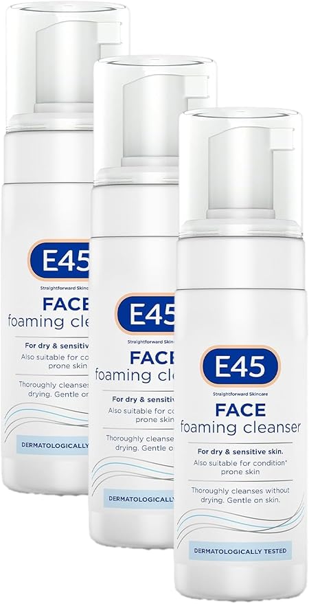 E45 Face Wash Foaming Cleanser Daily Face Cleanser for Dry and Sensitive Skin Gentle Facial Cleanser Removes Excess Oil and Makeup for Clean Soft Skin Skin Care Facewash for Women Mens Skin - Image 1