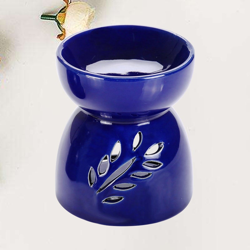 Ceramic Tea Light Holder Candlestick Hollow Leaf Pattern Aromatherapy for Living Room Balcony Patio Porch ( ) - Image 1