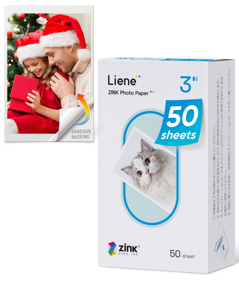 Liene Zink Photo Paper 2x3â€³ 50 Sheets, Premium Photo Printer Paper w/Adhesive Back, Waterproof, Smudge Proof, Tear Proof, Instant Photo Paper Compatible w/Liene 2x3â€³ Photo Printer Scrapbook - Image 1