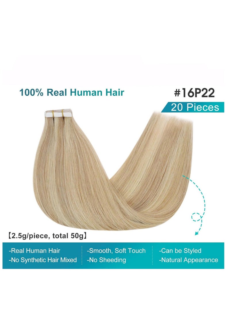 إستيل شريط تمديد شعر طبيعي، شريط شعر ريمي مستقيم سلس في وصلات شعر (20 قطعة/50 جم-24 بوصة) - Image 3
