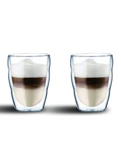 Set of Two 250ml Double Walled Coffee Glass for Hot and Cold Drinks