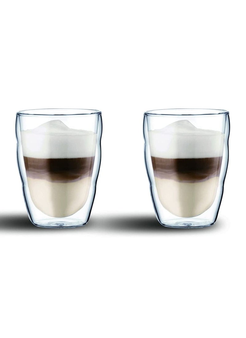 Cuisine Art - Set of Two 250ml Double Walled Coffee Glass for Hot and Cold Drinks - Image 1