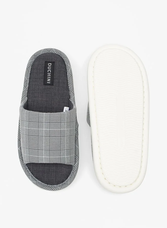 دوتشيني Men Checked Bedroom Slide Slippers
