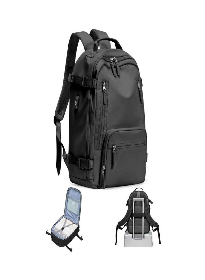 BJLFS Carry On Backpack, Travel Backpack for Women Men Flight Approved, Personal Item Travel Bag for Airplanes, 14-15.6 Inch Laptop Business Backpack, Casual Daypack Gym Hiking Bakpack(simple, Black) - Image 1