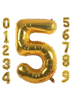 MARKQ 40 inch Number Balloons, Large Gold Foil Helium Balloons for Anniversary Wedding Birthday Party Decoration Supplies (Number 5)  - Image 1