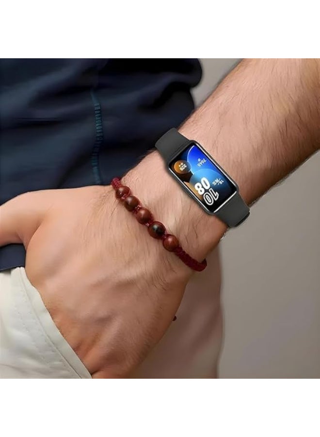 Band for Huawei Band 8/Huawei Band 9/Huawei Band 10,Adjustable Silicone Stretchy Sport Strap Women Men Replacement Wristband for Huawei Band10/Band9/Band8 (Black) - Image 2