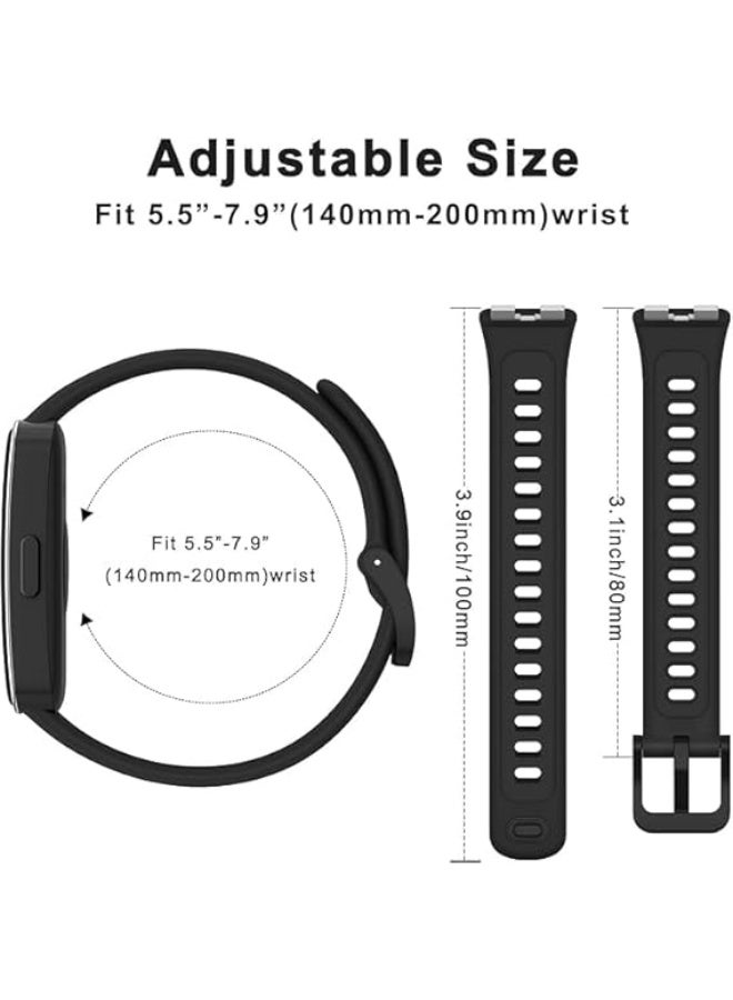 Band for Huawei Band 8/Huawei Band 9/Huawei Band 10,Adjustable Silicone Stretchy Sport Strap Women Men Replacement Wristband for Huawei Band10/Band9/Band8 (Black) - Image 5